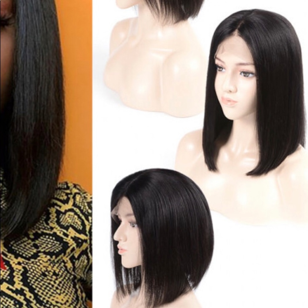 13x4 TRANSPARENT LACE HUMAN HAIR 12 INCH BOB WIG